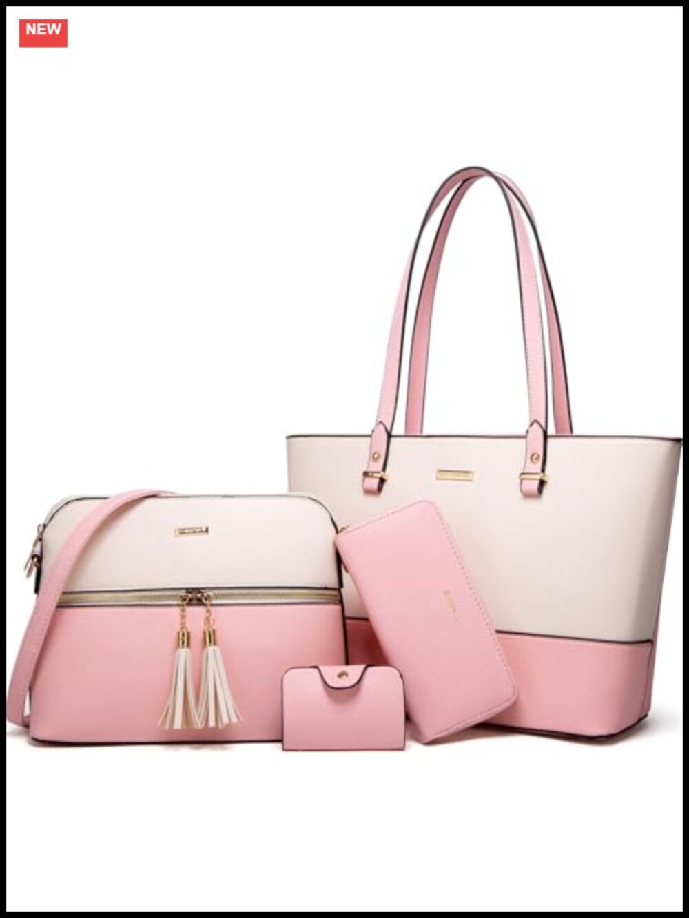 Synthetic Leather Tote Bag Satchel Crossbody Purse Set with Wallet